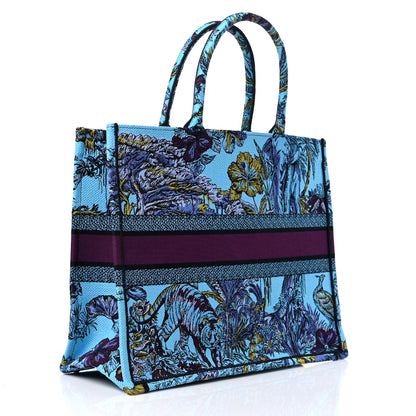 Christian Dior Canvas Embroidered Large Toile de Jouy Voyage Book Tote Celestial Blue 3 of 11