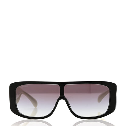 Chanel Acetate Shield Sunglasses 71466 White Black 2 of 8