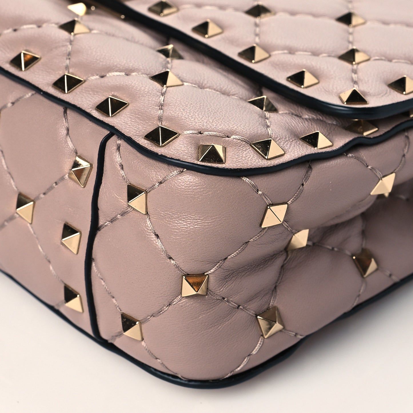 Nappa Small Rockstud Spike Shoulder Bag Poudre