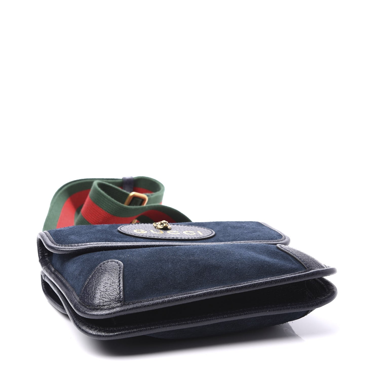 Suede Web Small Neo Vintage Double Flap Messenger Bag Blue