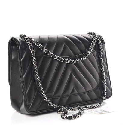 Chanel Lambskin Chevron Jumbo Leo Lion Flap Black 3 of 19