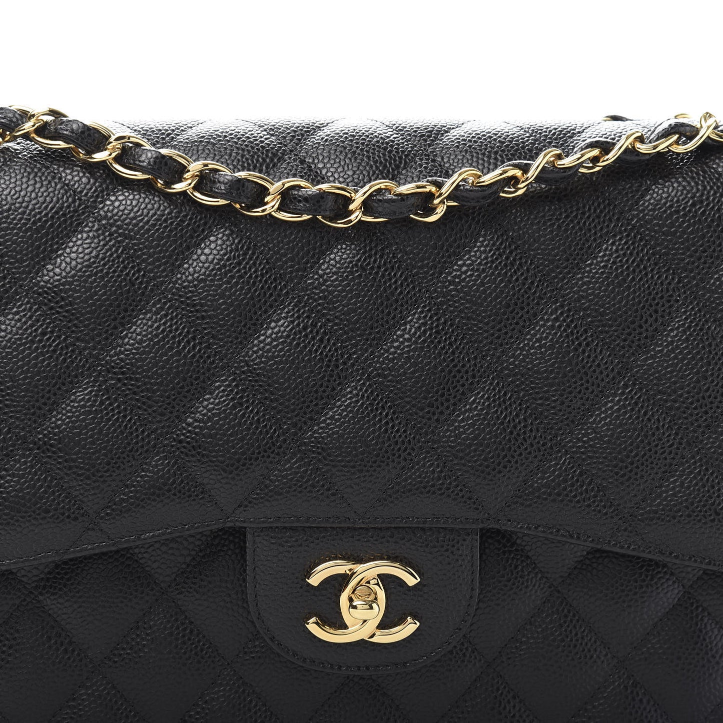 Caviar Quilted Jumbo Double Flap Black