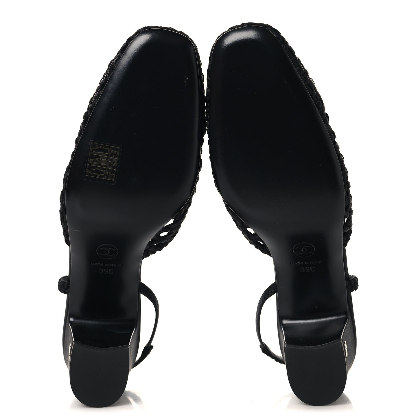 Satin Braided Slingback Flats 39.5 Black