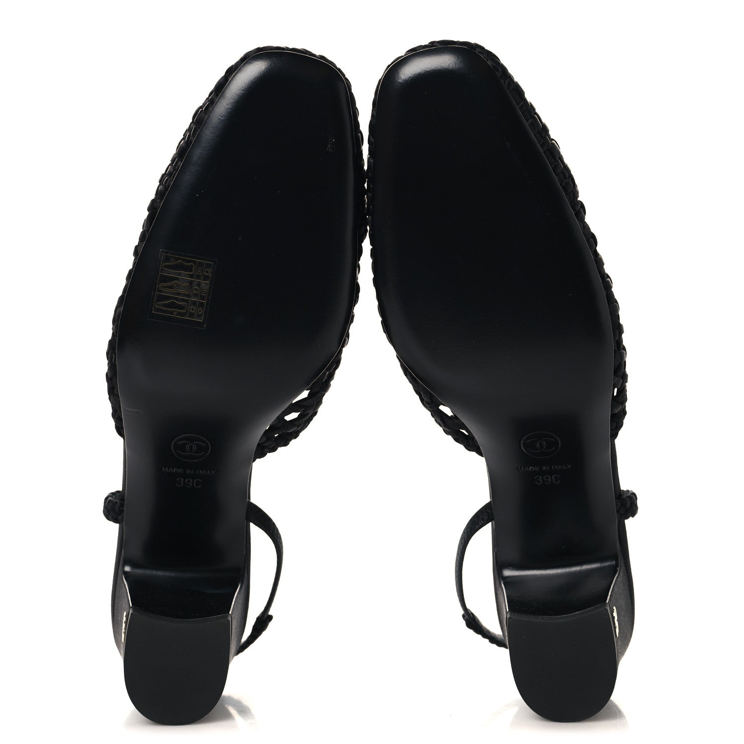 Chanel Satin Braided Slingback Flats 39.5 Black 6 of 9