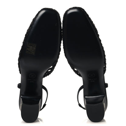 Chanel Satin Braided Slingback Flats 39.5 Black 6 of 9