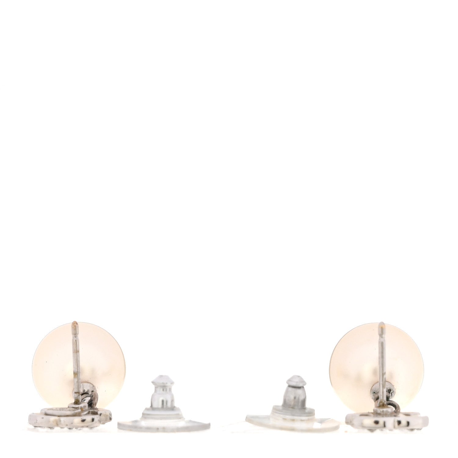 Chanel Crystal Pearl CC Drop Earrings Silver Pearly White 3 of 4