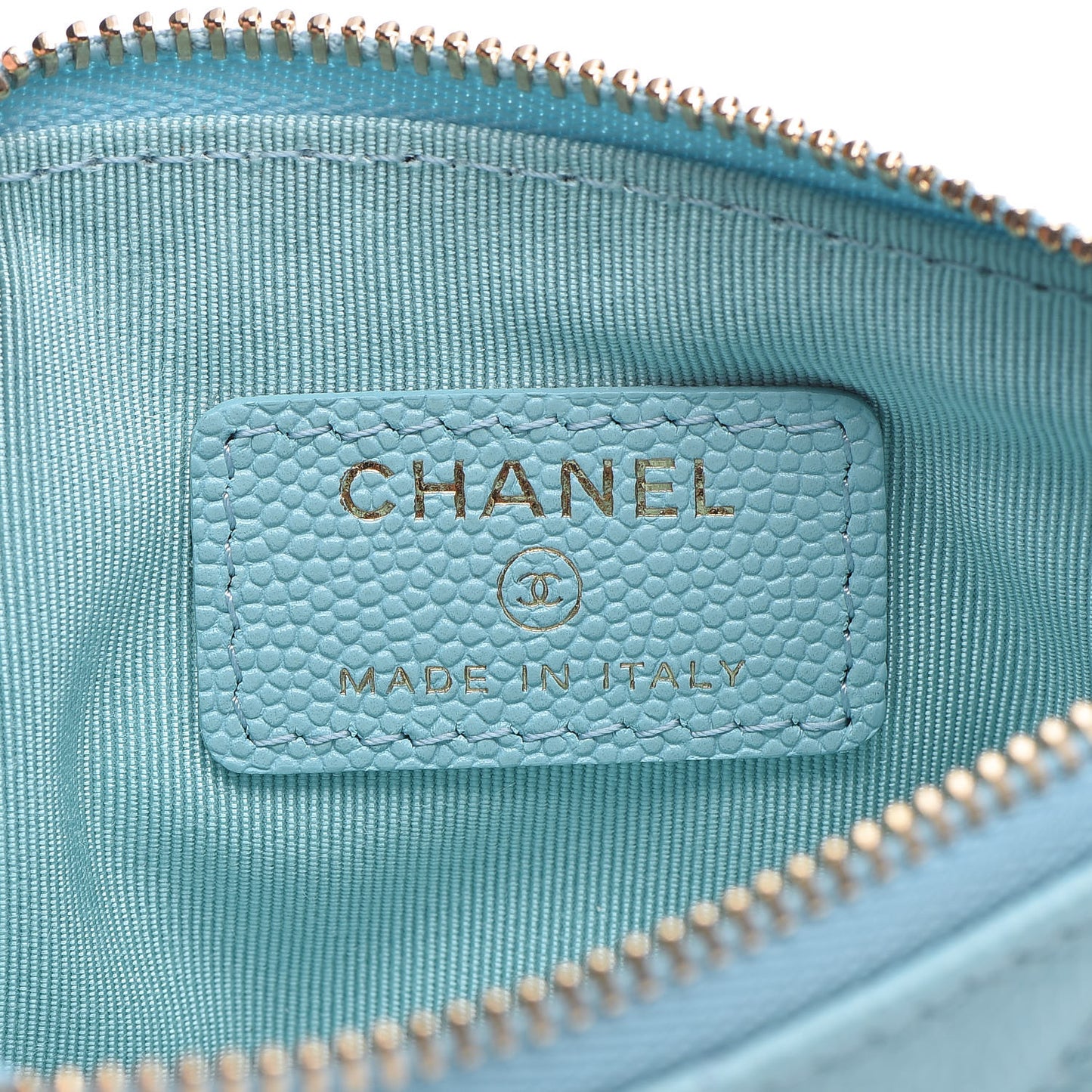 Caviar Quilted Small Cosmetic Case Light Blue