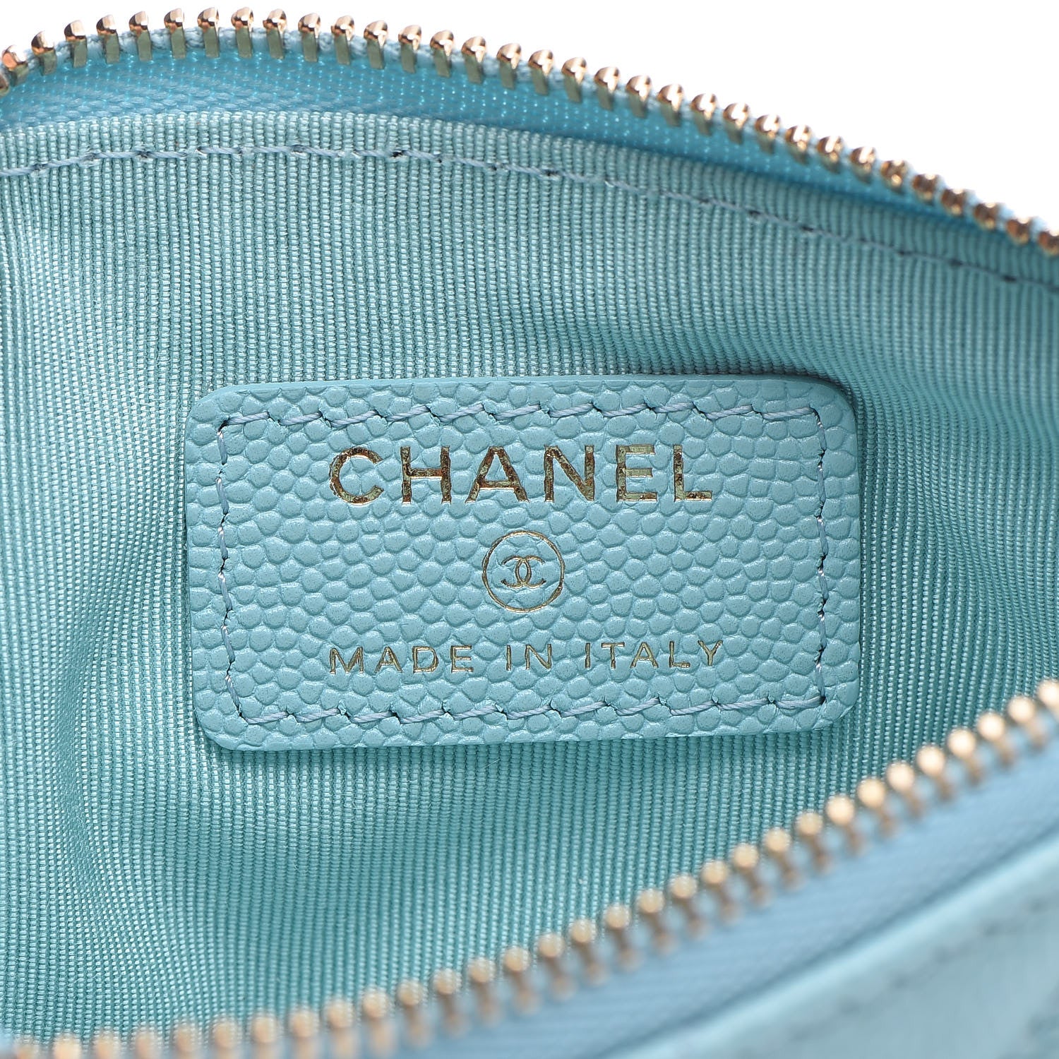 Chanel Caviar Quilted Small Cosmetic Case Light Blue 6 of 10