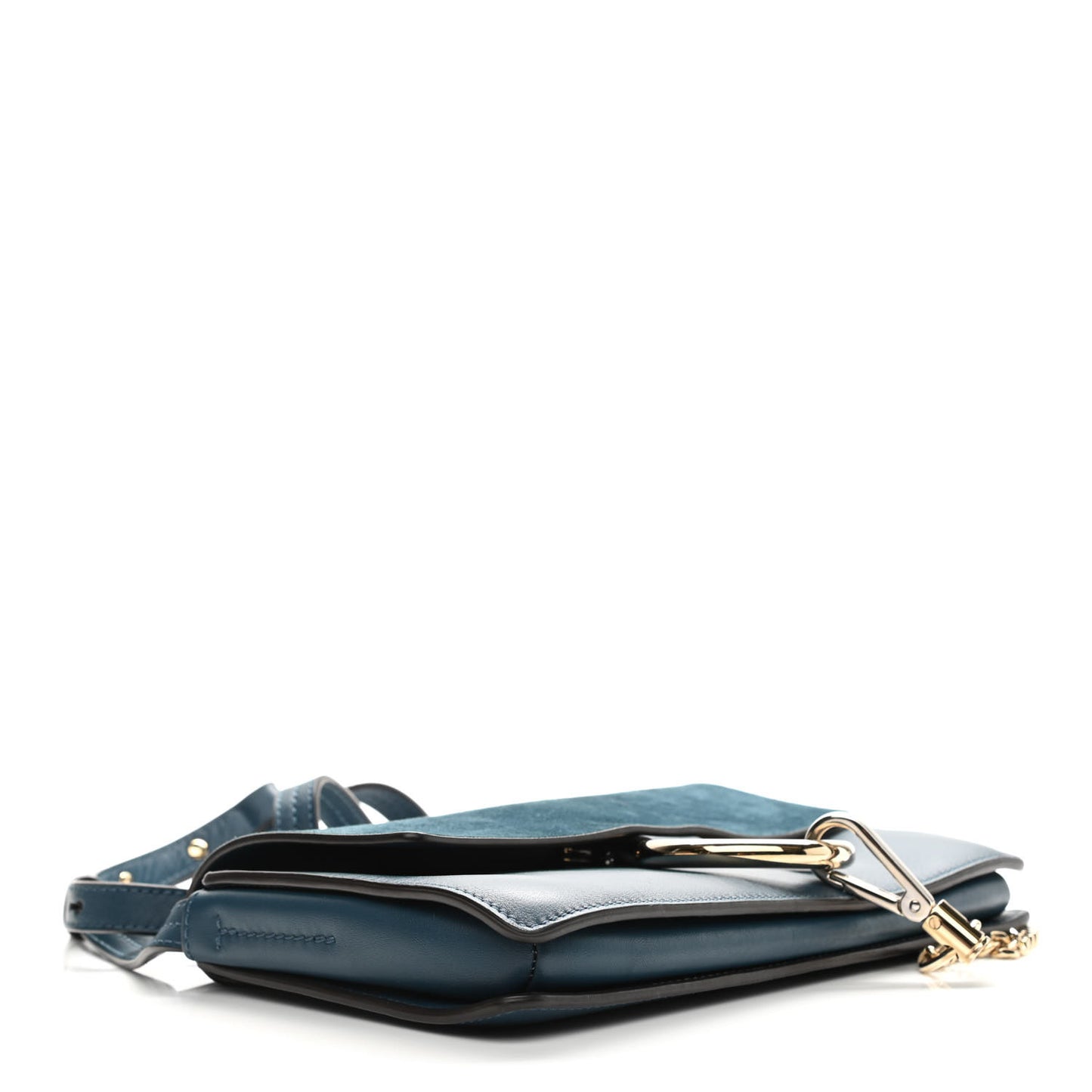 Suede Calfskin Small Faye Shoulder Bag Majolica Blue