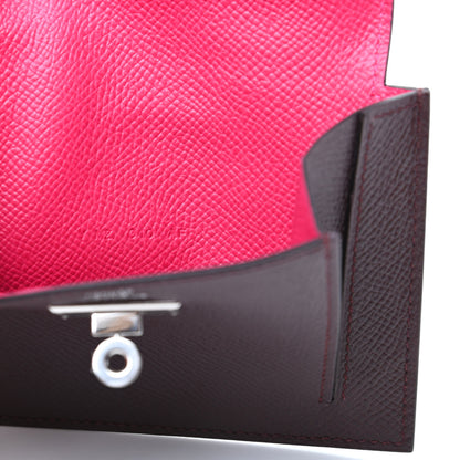Hermes Epsom Kelly Pocket Compact Wallet Rouge Sellier Framboise Rose Shocking 7 of 8