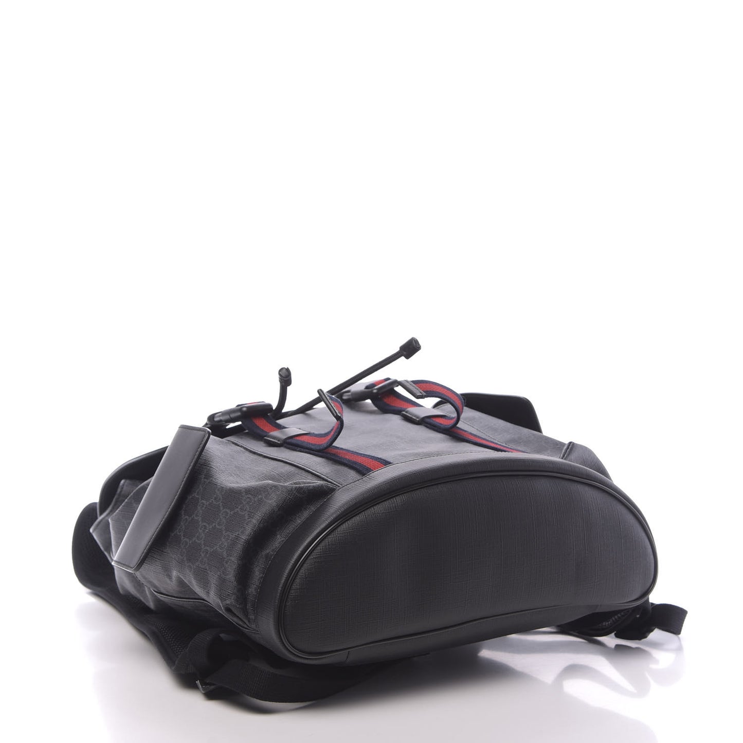 Soft GG Supreme Monogram Appia Calfskin Web Double Buckle Backpack Black