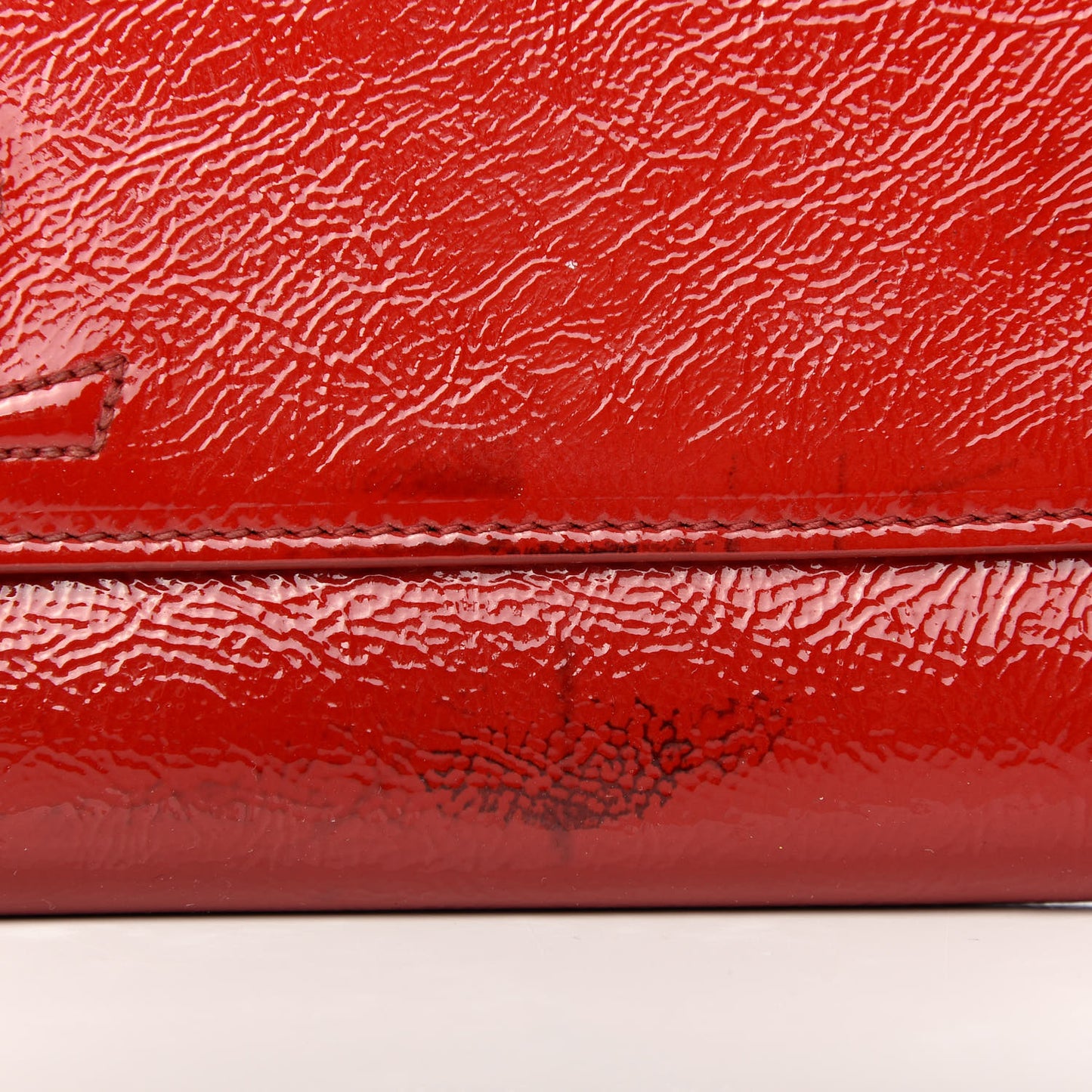 Textured Patent Monogram Large Belle De Jour Clutch Red