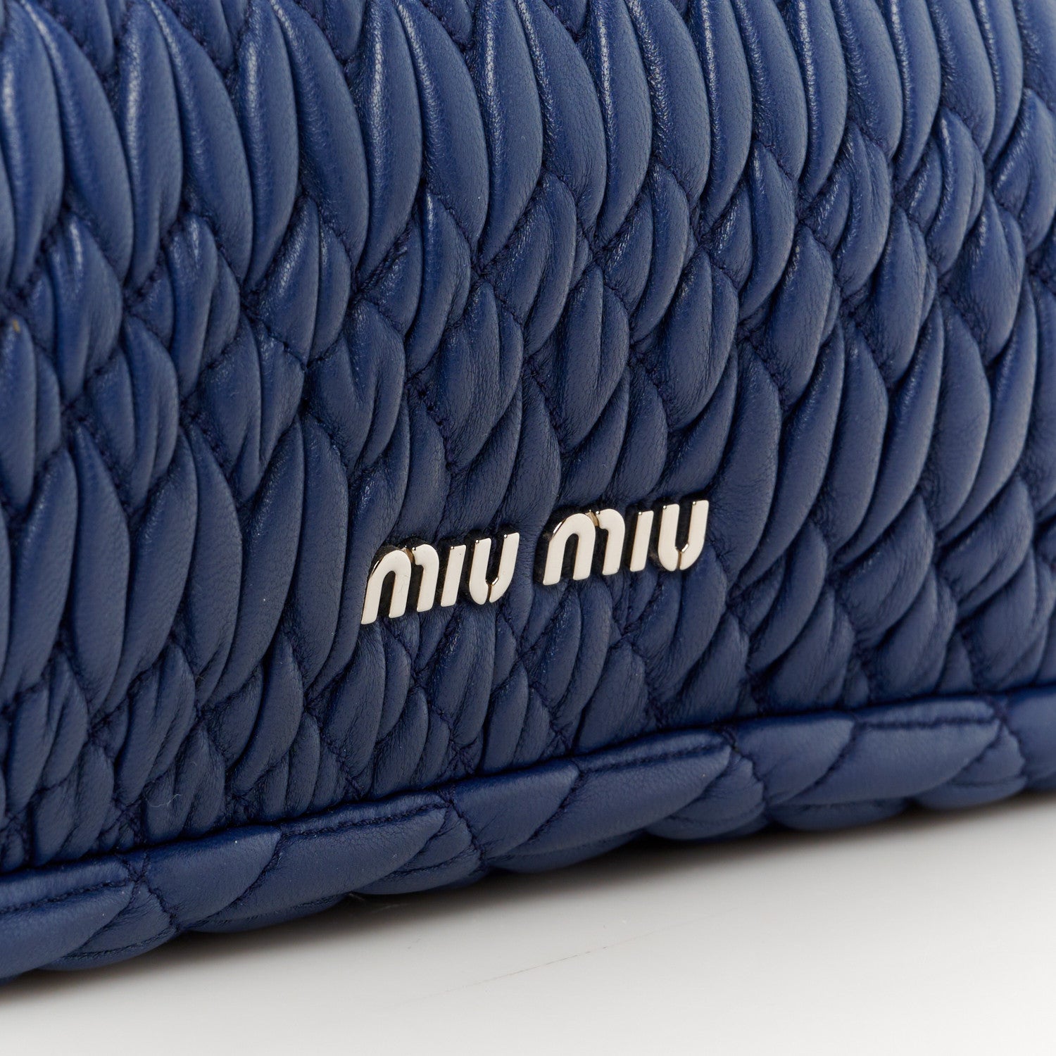 Miu Miu Nappa Matelasse Crystal Flap Clutch Bleuette 9 of 13
