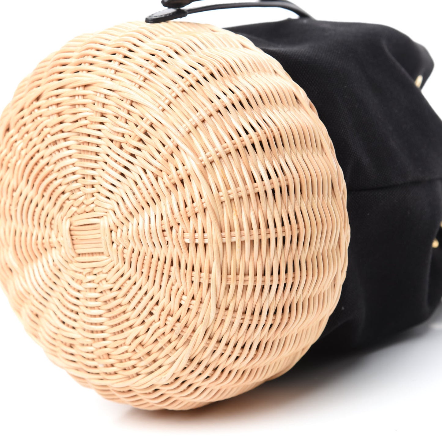 Wicker Canvas Bucket Bag Black