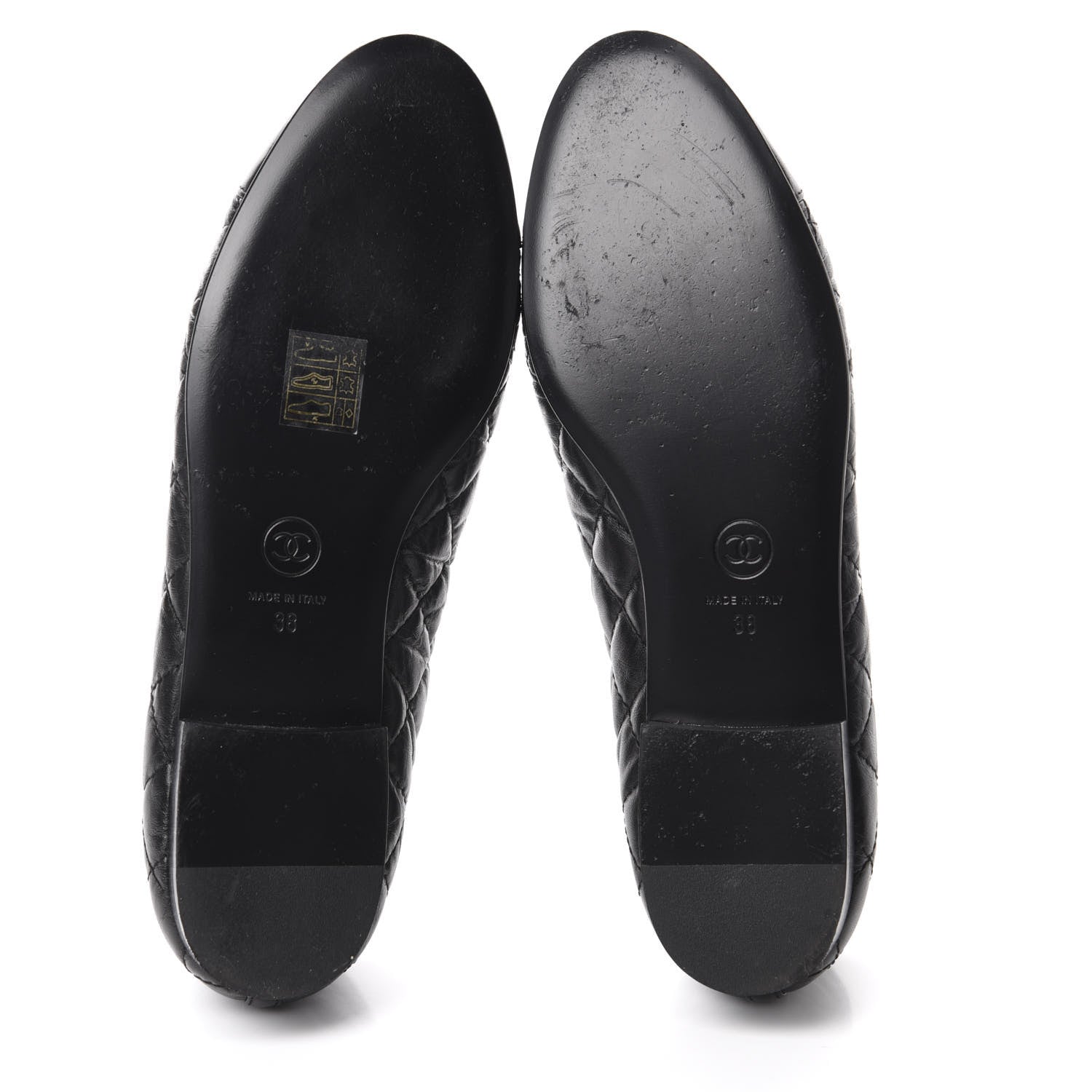 Chanel Aged Calfskin Quilted Cap Toe Ballerina Flats 38 Black 6 of 10
