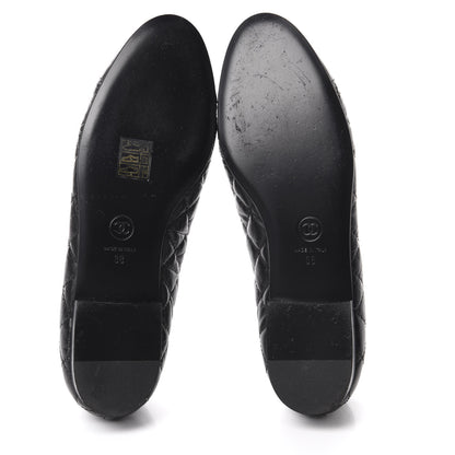 Chanel Aged Calfskin Quilted Cap Toe Ballerina Flats 38 Black 6 of 10
