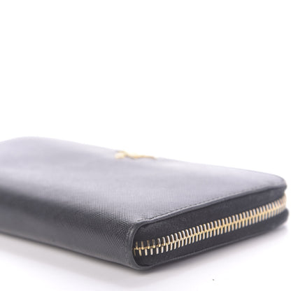 Prada Saffiano Metal Zip Around Wallet Black 7 of 10