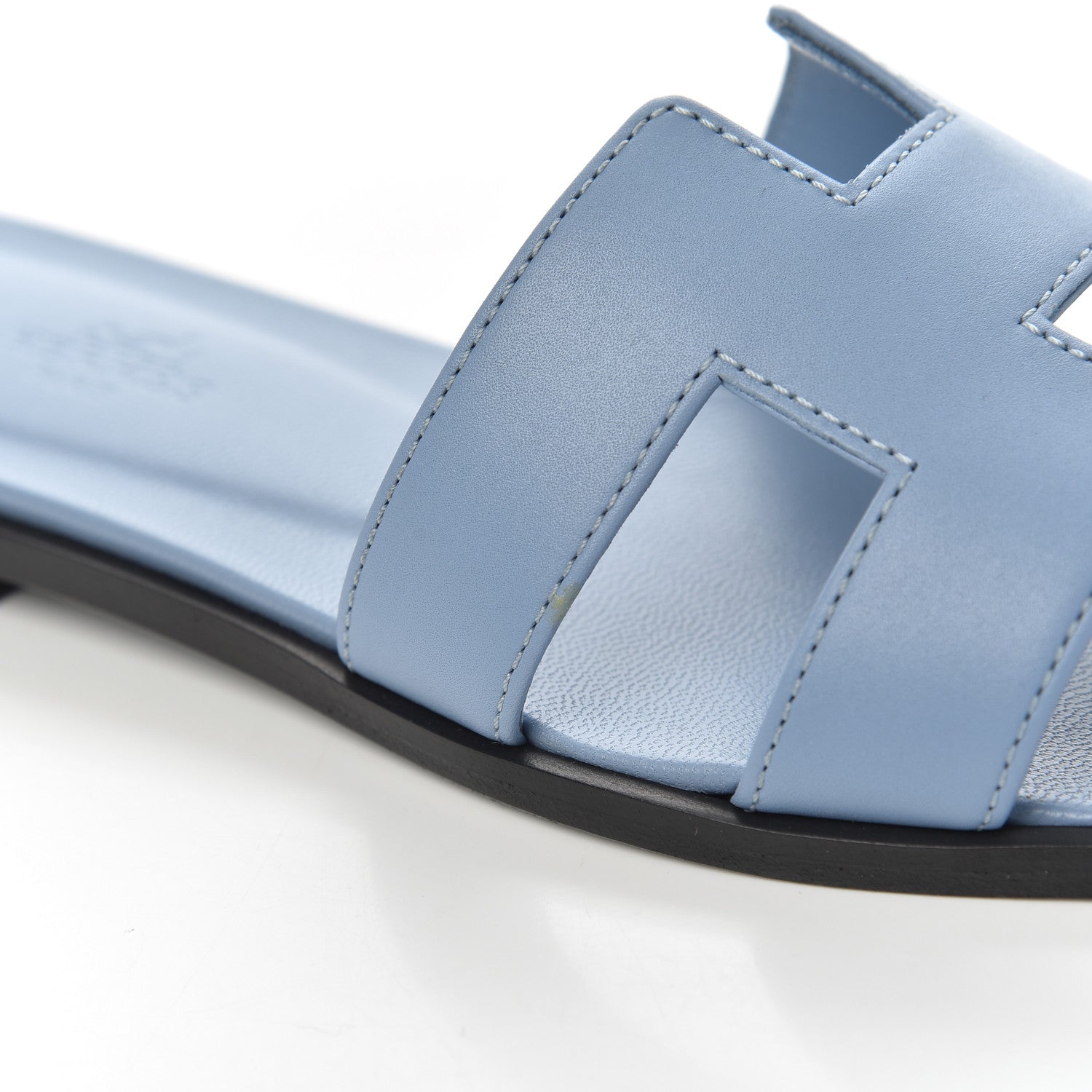 Hermes Calfskin Oran Sandals 37 Bleu Bleuet 9 of 15