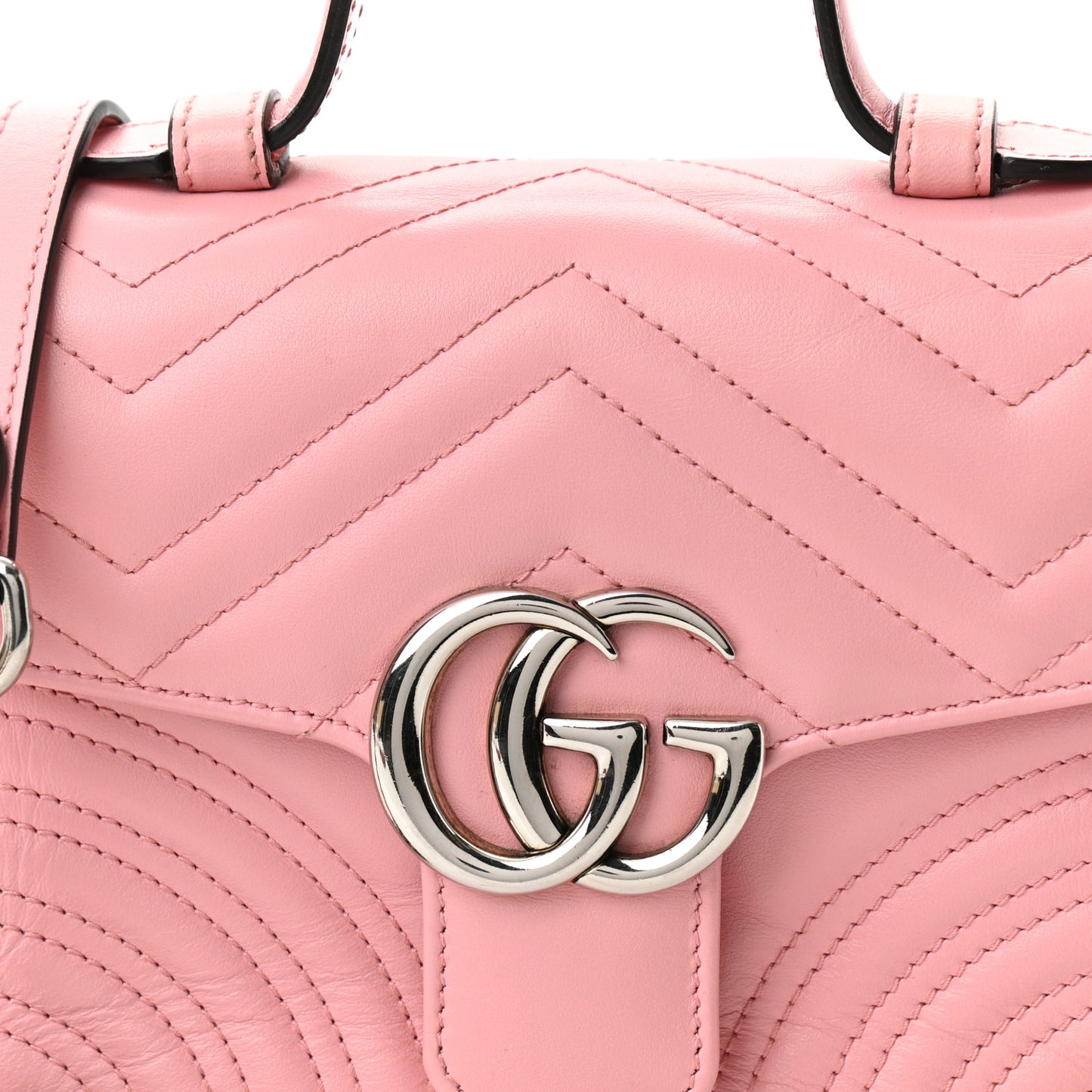Calfskin Matelasse Mini GG Marmont Top Handle Shoulder Bag Wild Rose