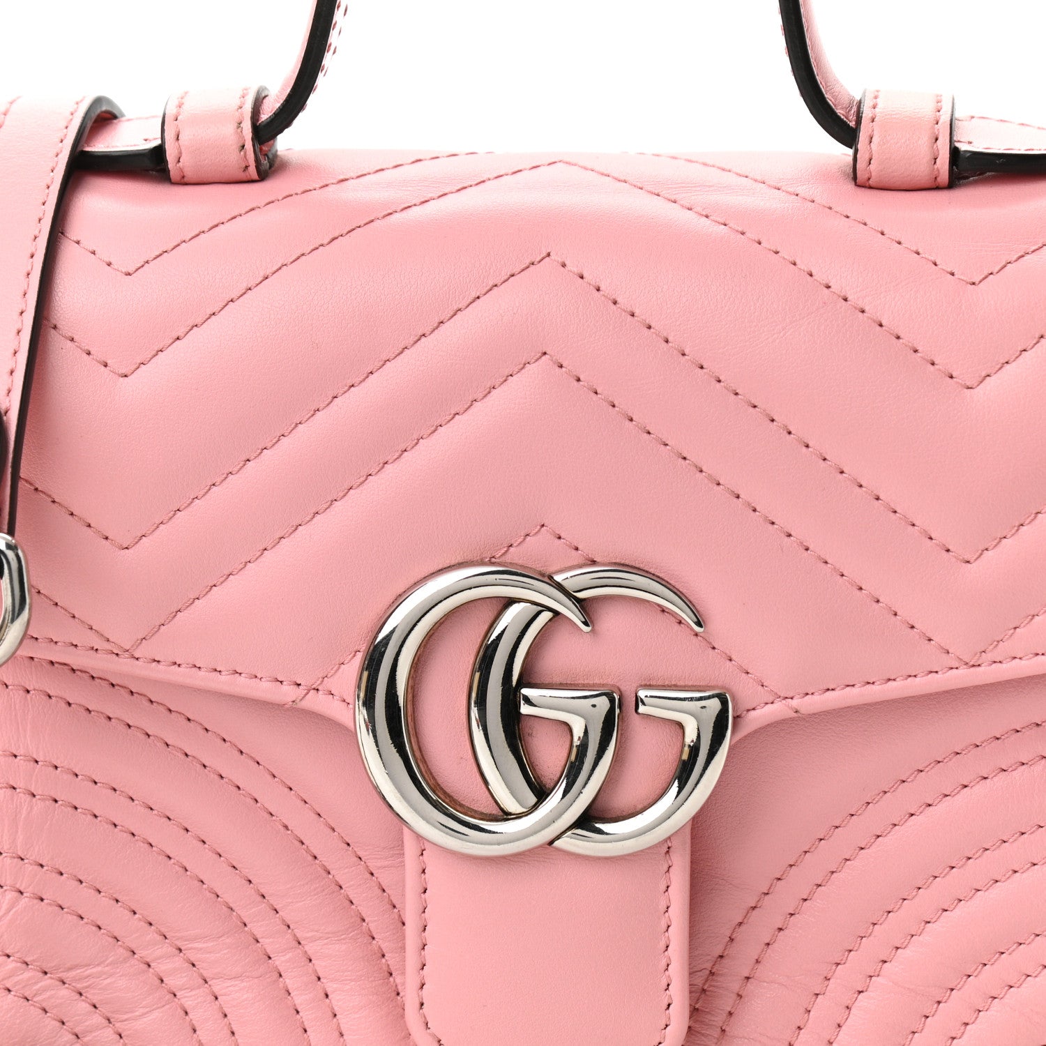 Gucci Calfskin Matelasse Mini GG Marmont Top Handle Shoulder Bag Wild Rose 8 of 11