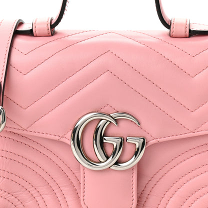 Gucci Calfskin Matelasse Mini GG Marmont Top Handle Shoulder Bag Wild Rose 8 of 11