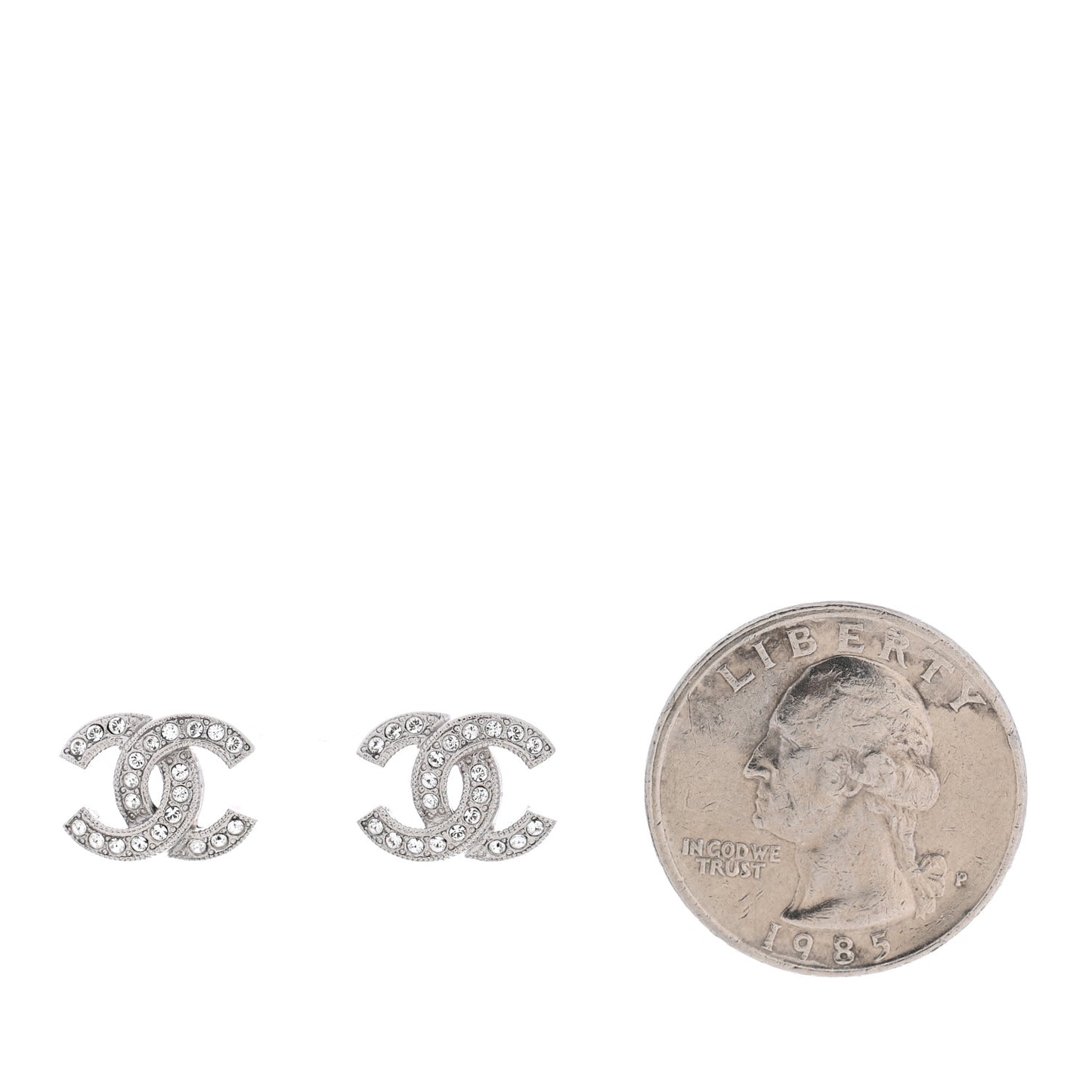 Crystal CC Earrings Silver