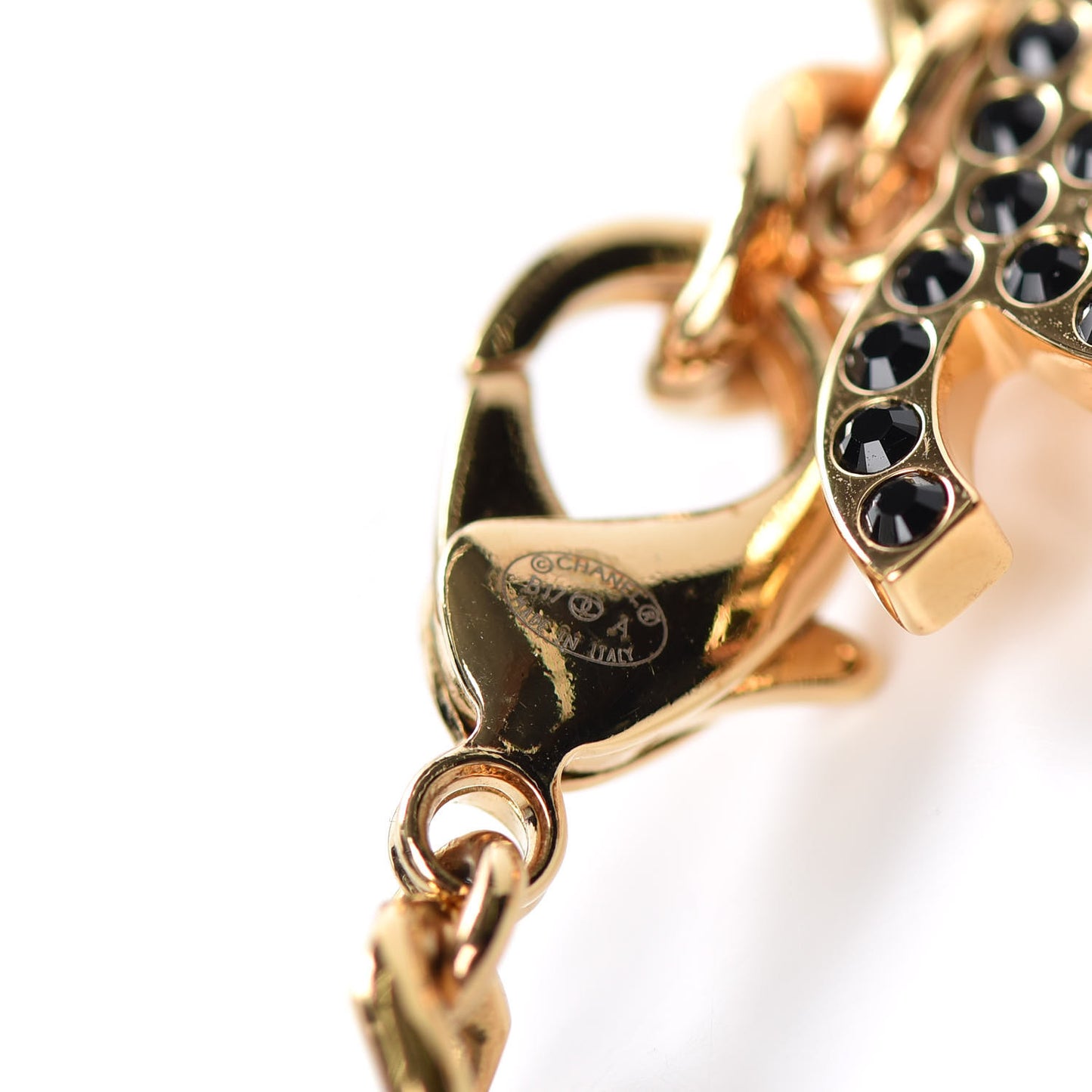 Patent Crystal Key Necklace Gold Black