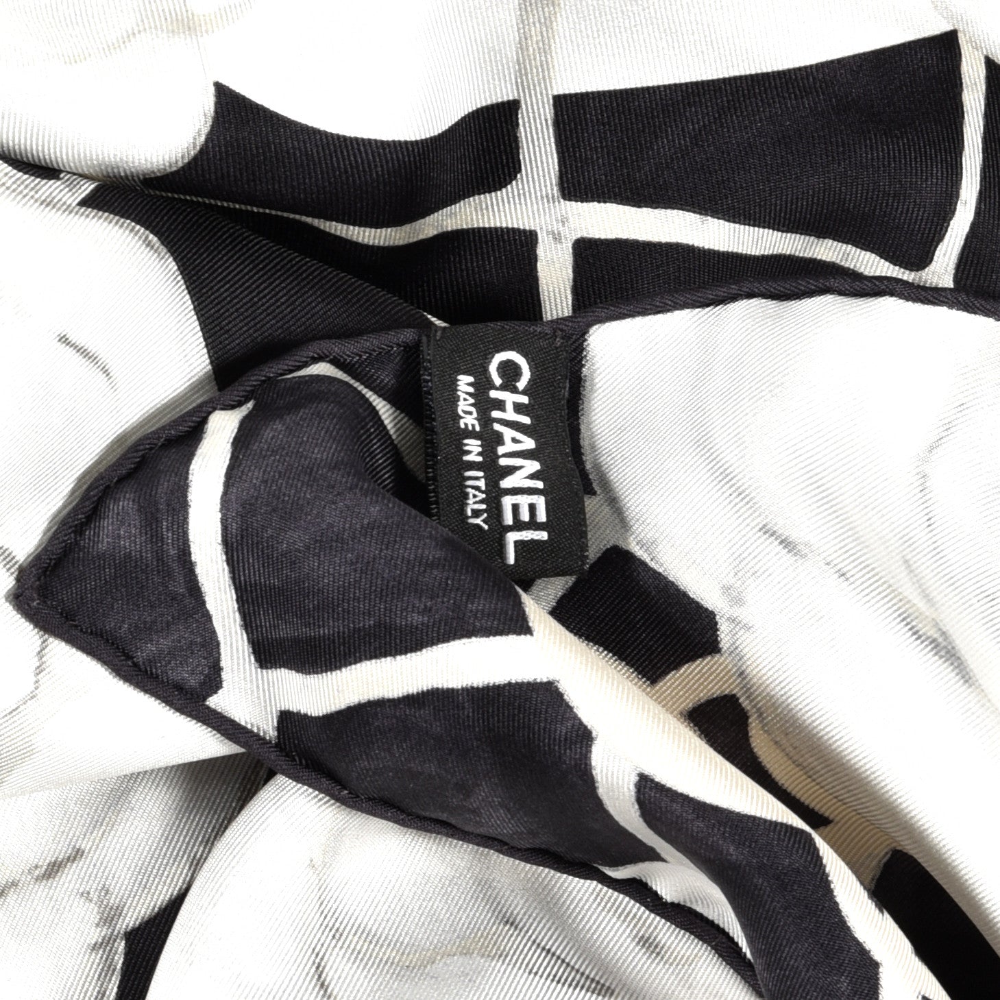 Chanel Silk Camellia CC Square Scarf Black 3 of 3