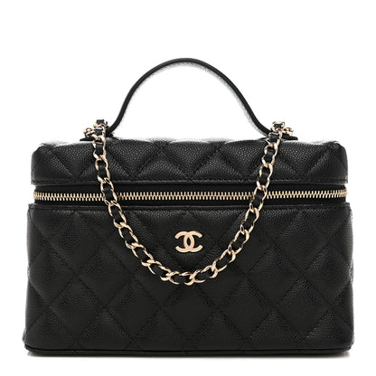Chanel Caviar Quilted Top Handle Slim Vanity With Chain Black 1 of 10