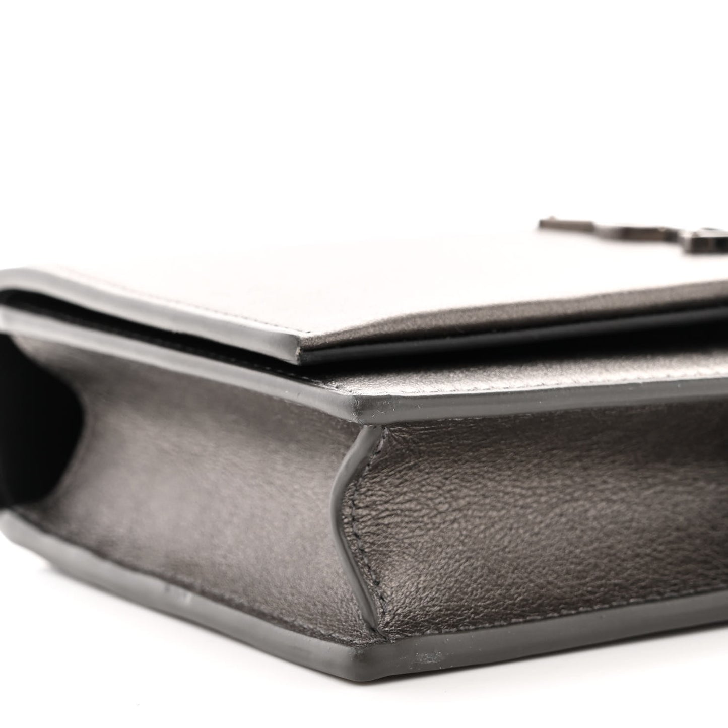 Metallic Grain De Poudre Kate Monogram Tassel Chain Wallet Silver