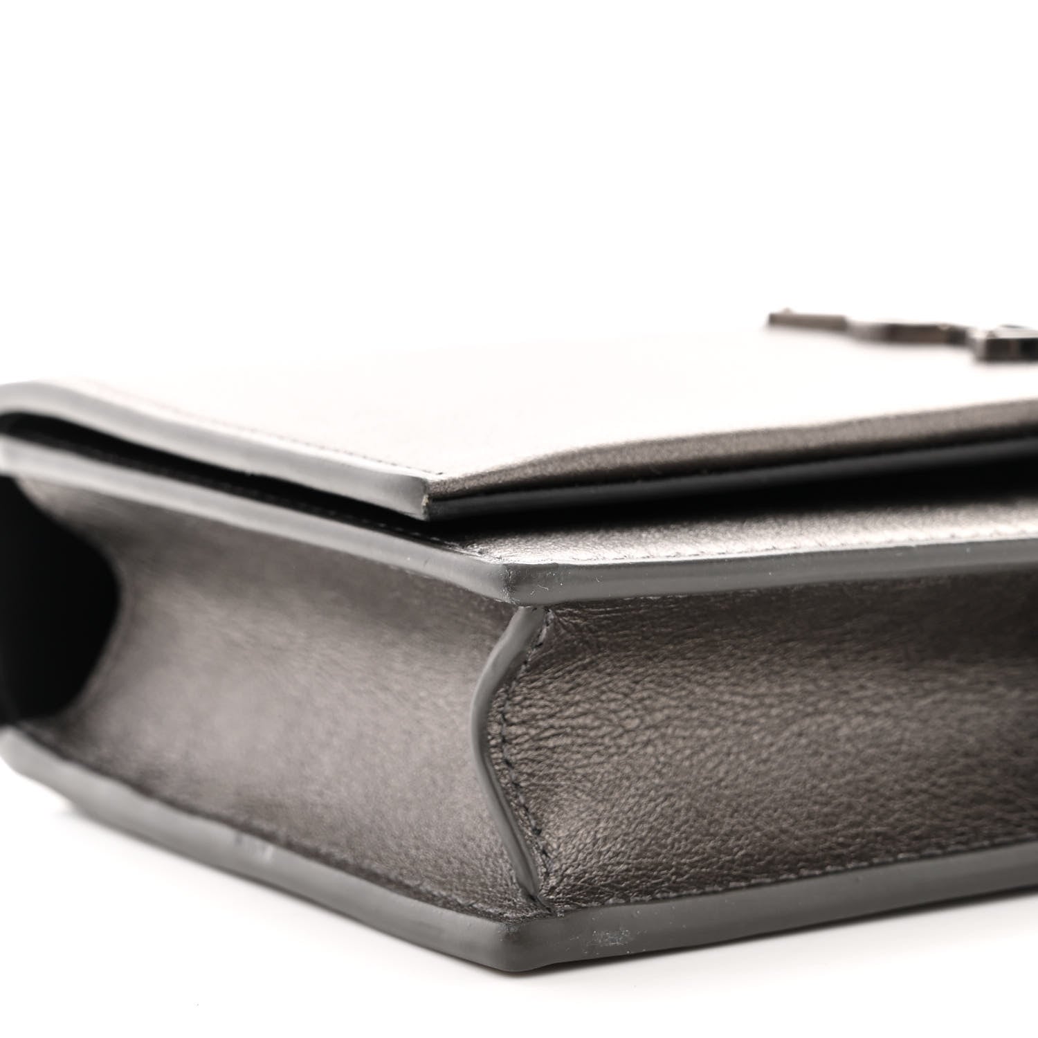 Saint Laurent Metallic Grain De Poudre Kate Monogram Tassel Chain Wallet Silver 9 of 12