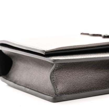 Saint Laurent Metallic Grain De Poudre Kate Monogram Tassel Chain Wallet Silver 9 of 12