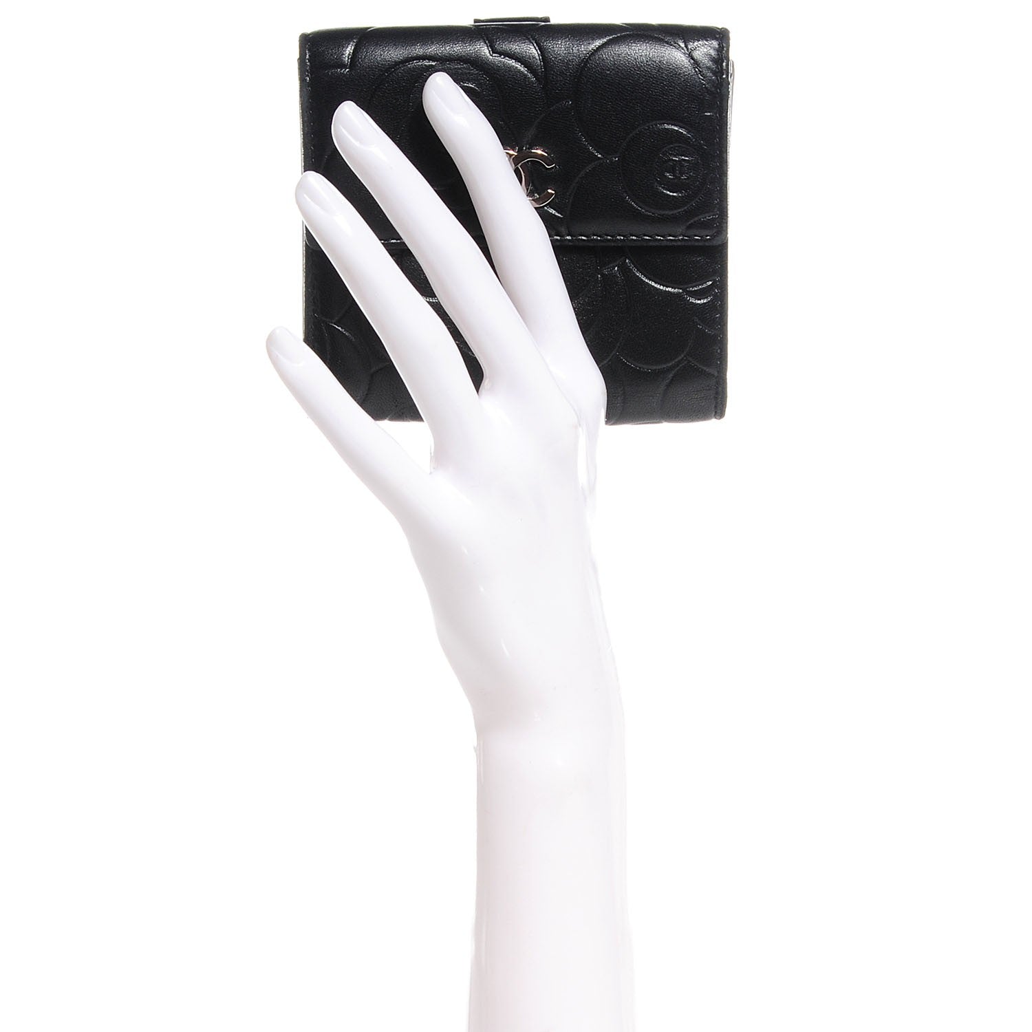 Chanel Lambskin Camellia French Wallet Black 2 of 7