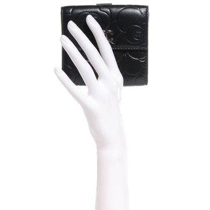 Chanel Lambskin Camellia French Wallet Black 2 of 7