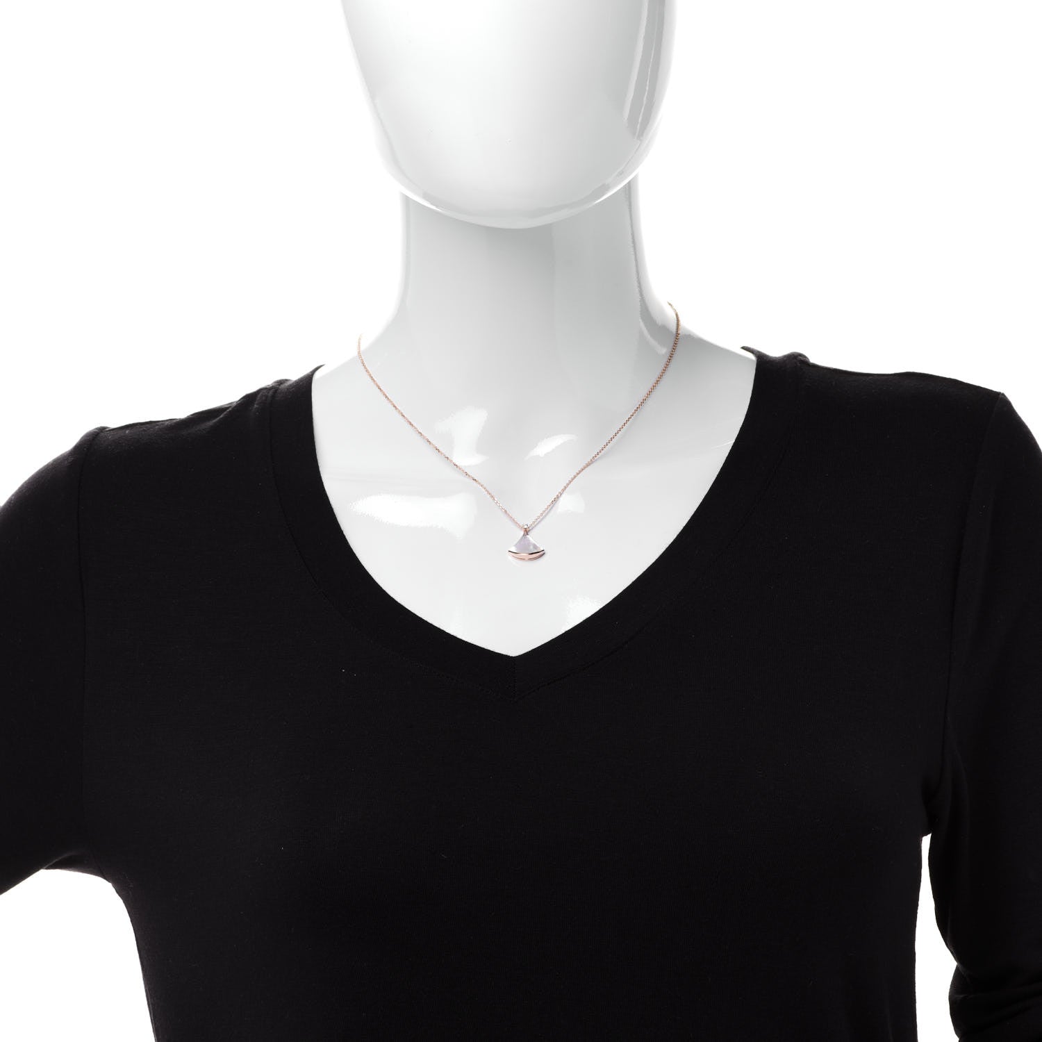 Bulgari 18K Rose Gold Diamond Mother of Pearl Small Divas' Dream Pendant Necklace 2 of 6