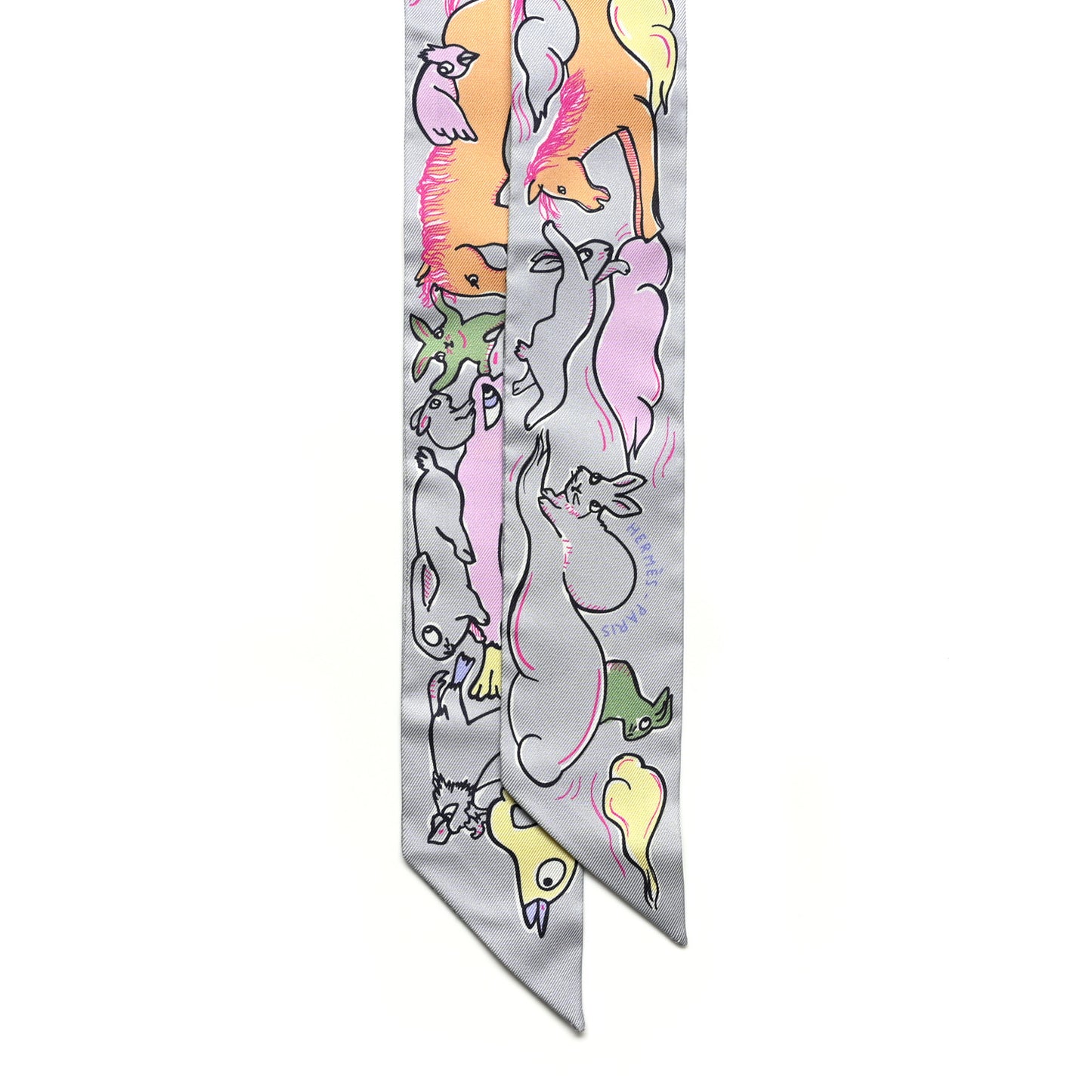 Silk Mille Et Un Lapins Twilly Gris Perle Rose Jaune