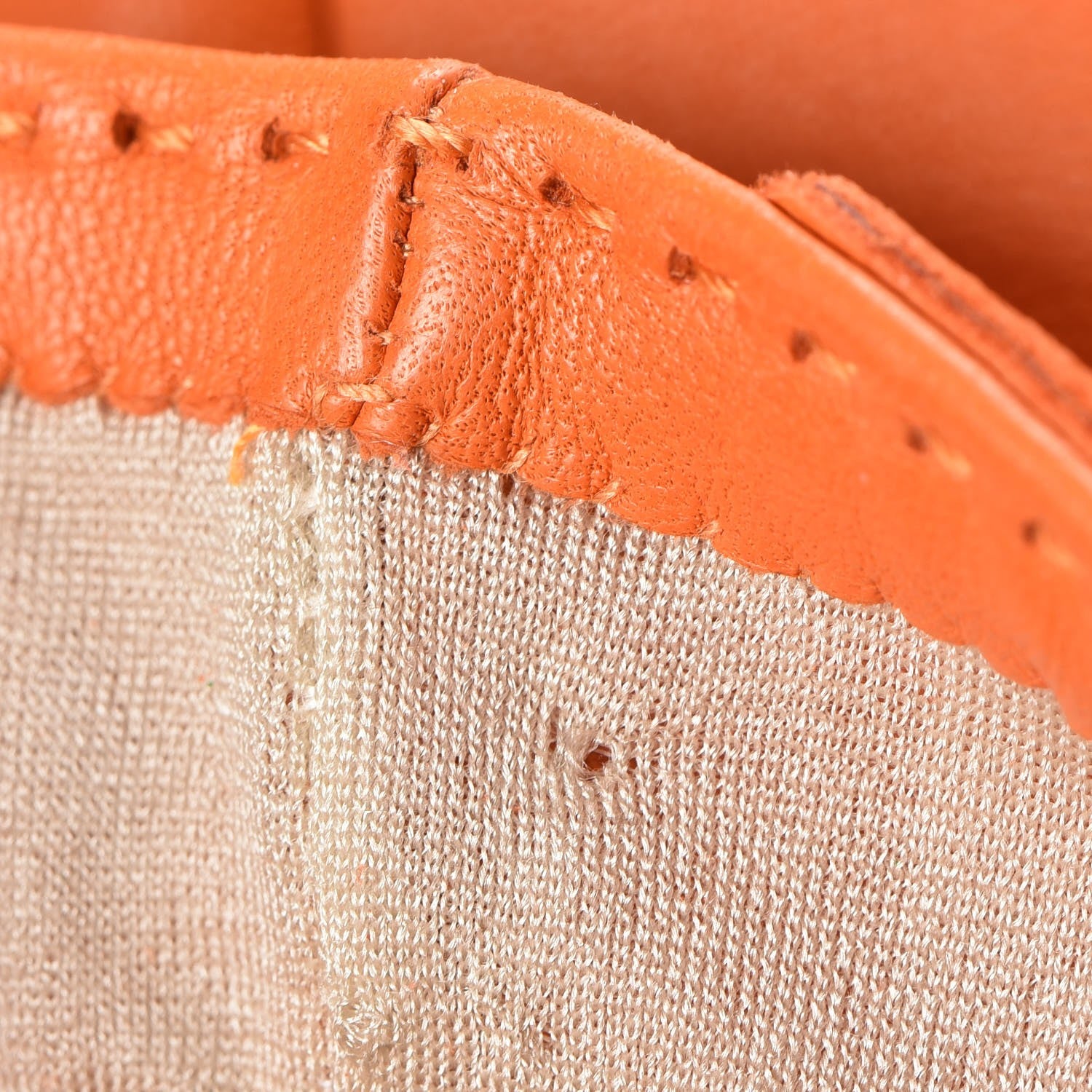 Hermes Lambskin Soya Kelly Lock Gloves 7 Orange 4 of 5