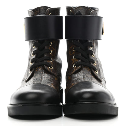 Louis Vuitton Calfskin Monogram Wonderland Flat Ranger Boots 40 Black 2 of 8