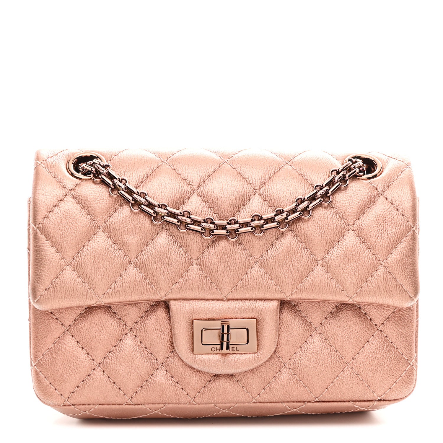 Chanel Metallic Grained Calfskin Quilted 2.55 Reissue Mini Flap Copper Pink 1 of 10