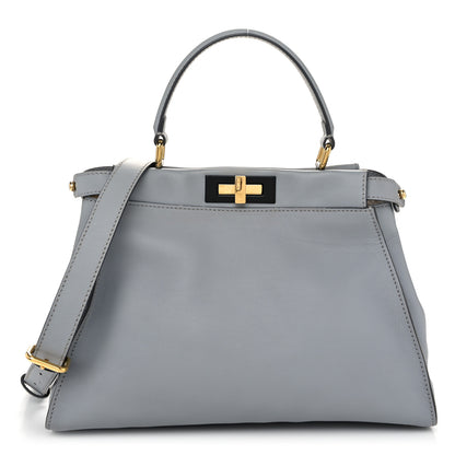 Fendi Vitello Seta Shiny Nappa Medium Peekaboo Iconic Satchel Ardesia Amido 1 of 12