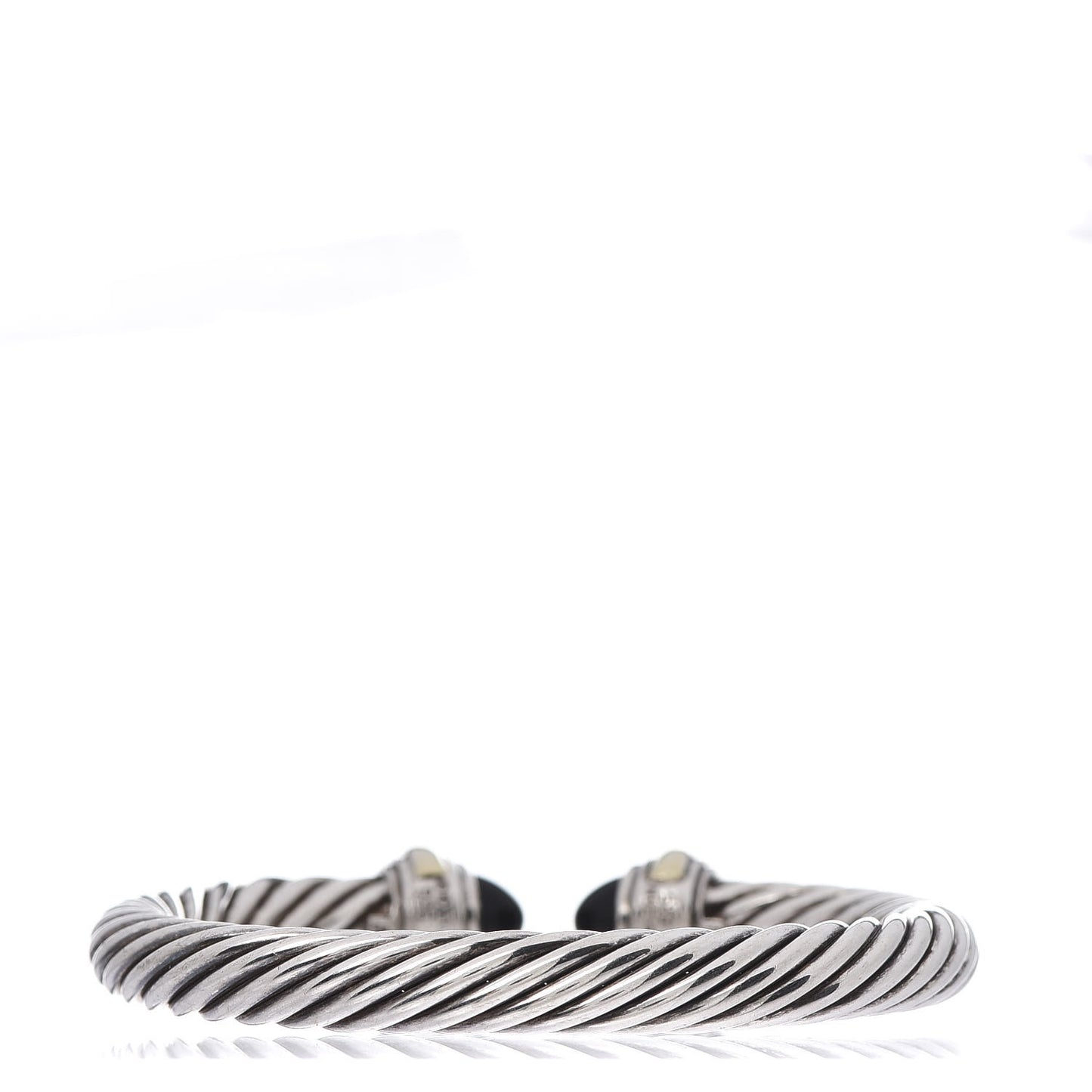 Sterling Silver 14K Yellow Gold Black Onyx 7mm Cable Classics Bracelet