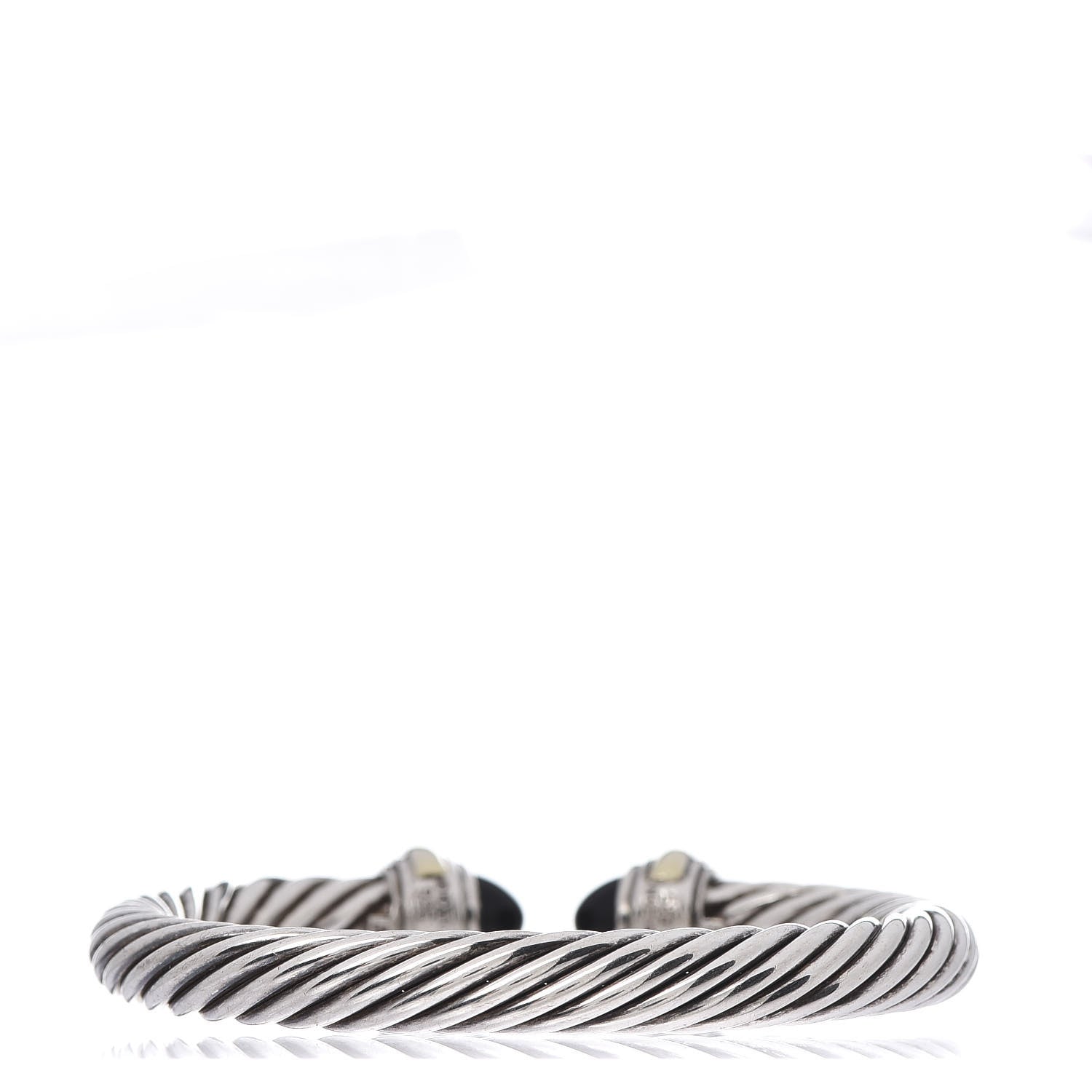 David Yurman Sterling Silver 14K Yellow Gold Black Onyx 7mm Cable Classics Bracelet 3 of 4
