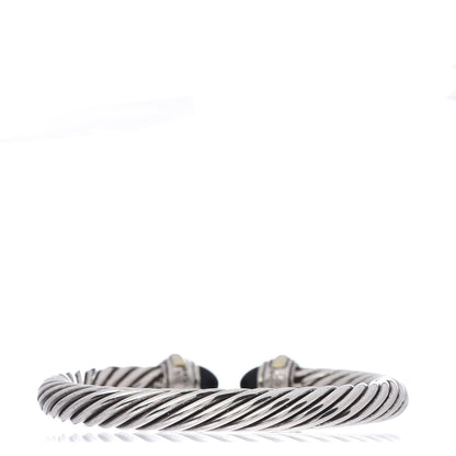 David Yurman Sterling Silver 14K Yellow Gold Black Onyx 7mm Cable Classics Bracelet 3 of 4