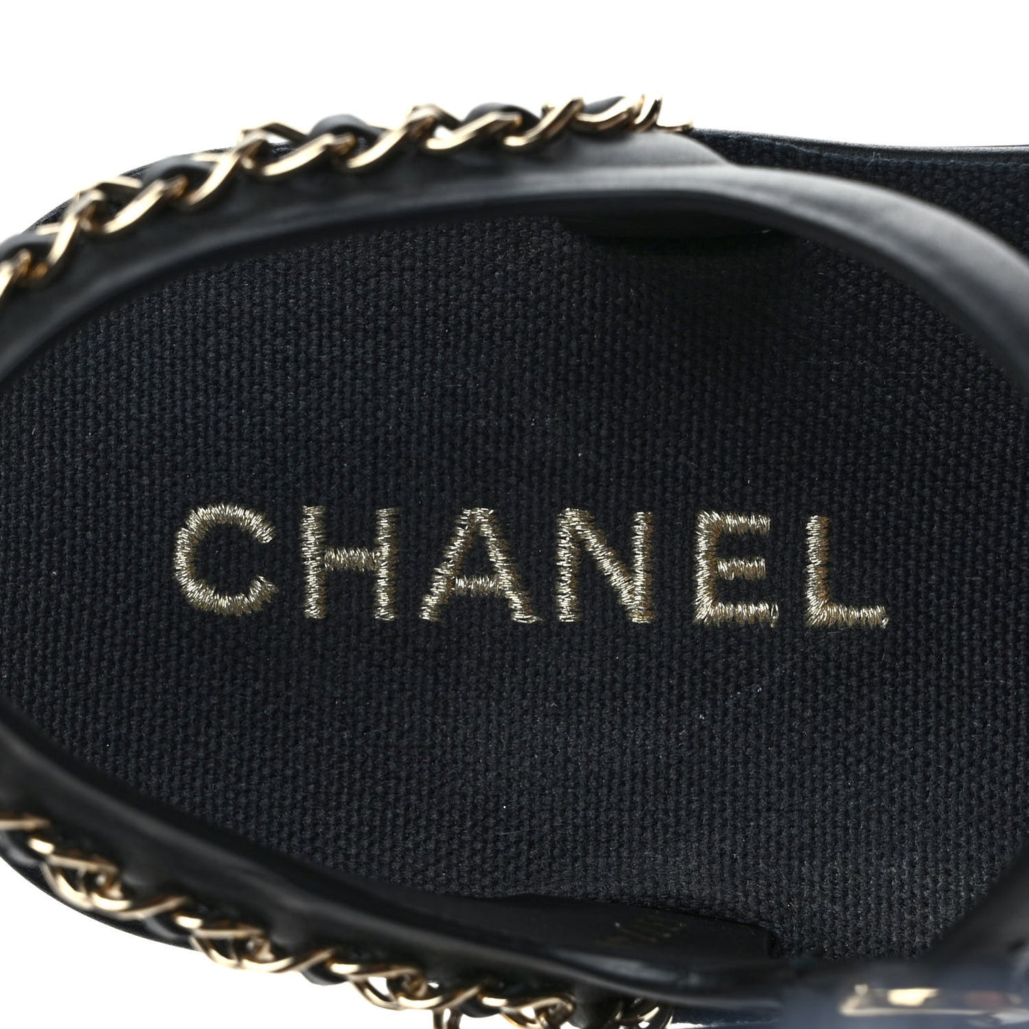 Calfskin Chain Platform Sandals 37 Black