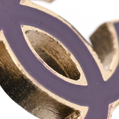 Chanel Enamel CC Drop Earrings Gold Purple 6 of 6