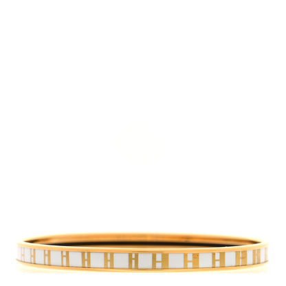 Hermes Enamel Printed Extra Narrow OP'H Bracelet 65 Jaune D'Or White 3 of 6