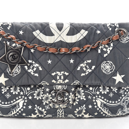 Chanel Cotton Quilted Paris Dallas Medium Bandana Flap Blue 8 of 10