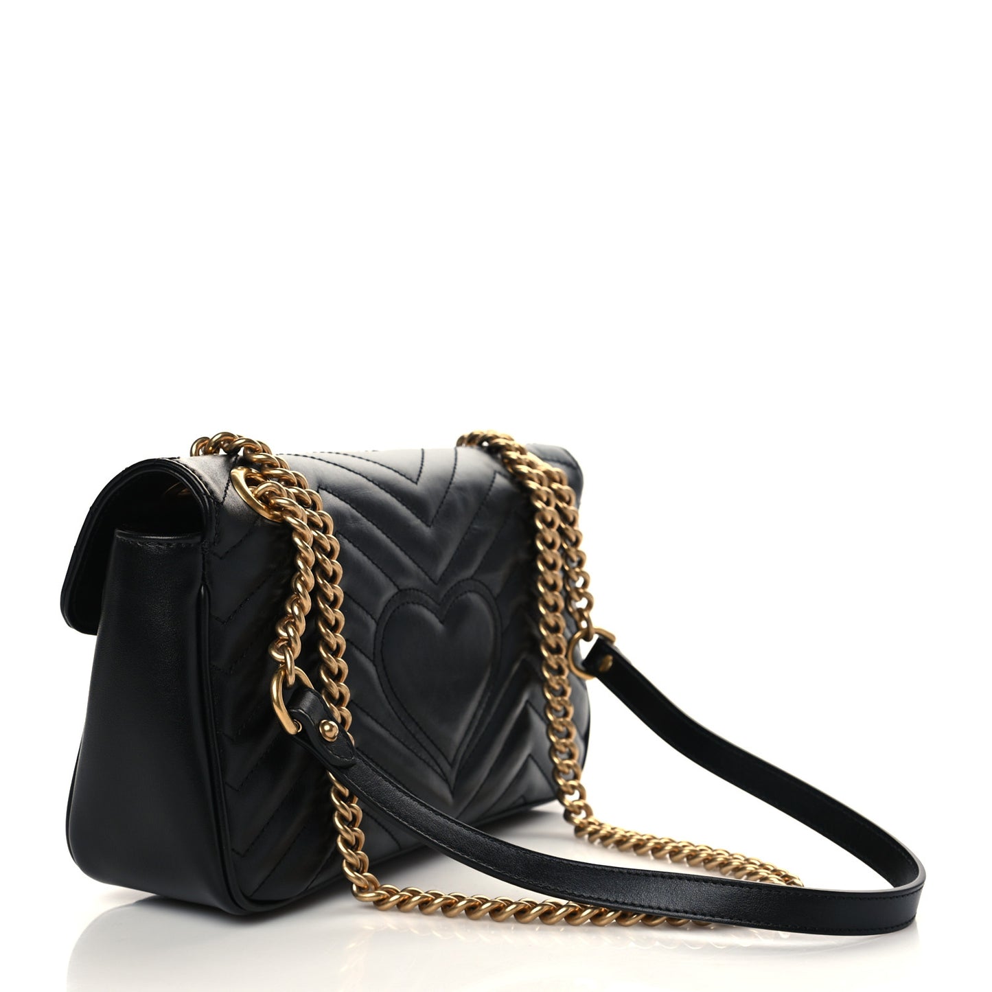 Calfskin Matelasse Small GG Marmont Shoulder Bag Black