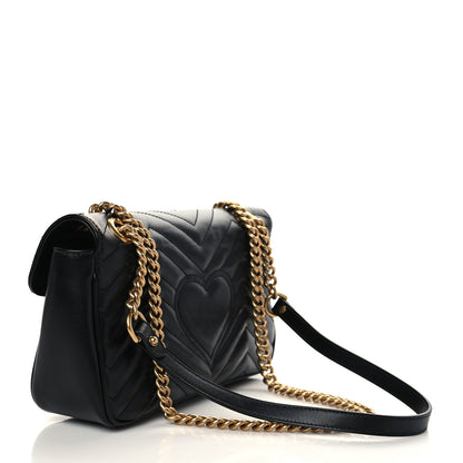 Gucci Calfskin Matelasse Small GG Marmont Shoulder Bag Black 4 of 13