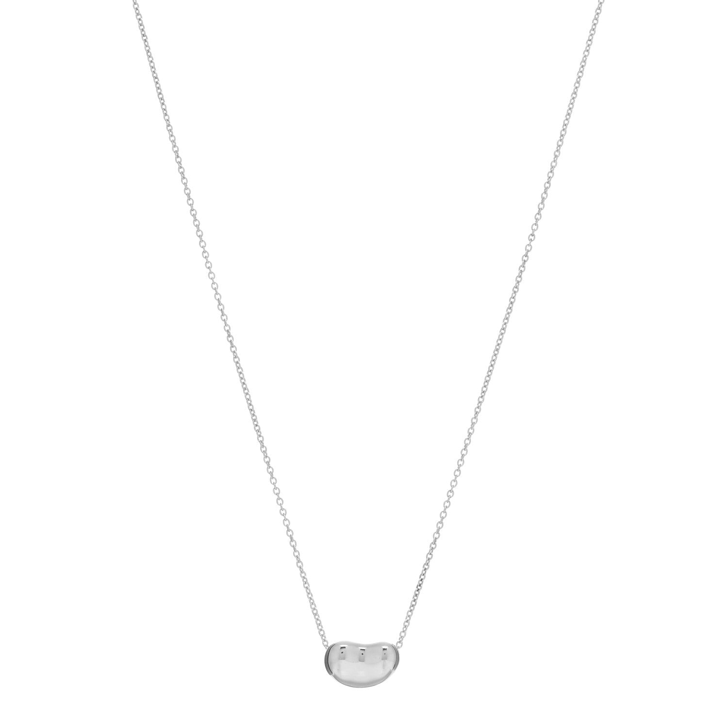 Tiffany Sterling Silver 9mm Elsa Peretti Bean Pendant Necklace 1 of 4